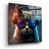 Punky Cat Glass Wall Art  || Designer Collection | Insigne Art Design.